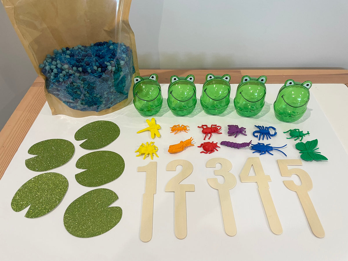 Five Green and Speckled Frogs Sensory Base